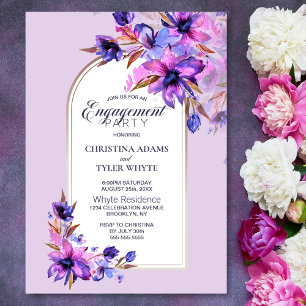 Lila Begegnungspartei mit Blumenmuster Einladung