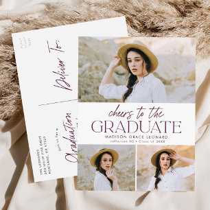 Lila Beifall für die Grad 3 Foto Graduation Party Einladungspostkarte