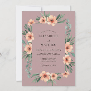 Lila bemalte Blütenhochzeit Einladung