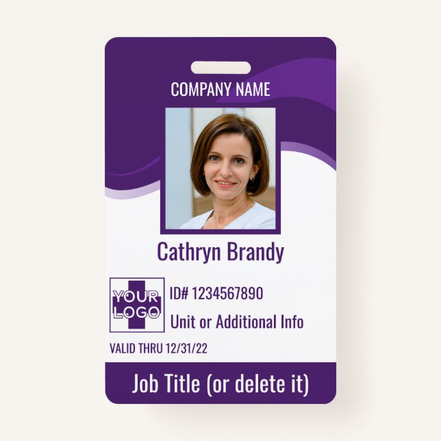 Lila benutzerdefinierte Employee Security Id, Logo Ausweis (Vorderseite)