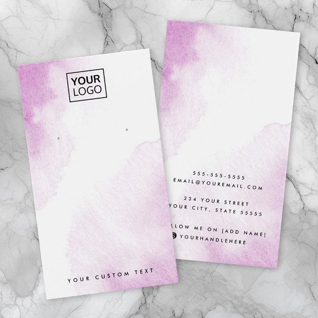 Lila, benutzerdefinierte Logo-Ohrkarte für Wasserf (Purple watercolor custom logo earring display card)