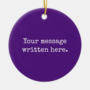 Lila benutzerdefiniertes Personalisiertes Textange Keramik Ornament