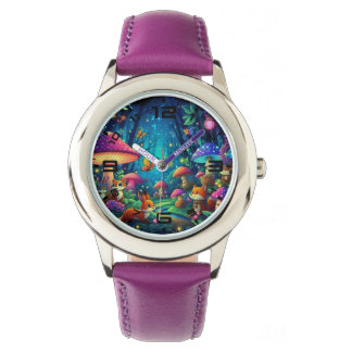 Lila Beobachtung des Glühwaldes Armbanduhr
