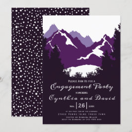 Lila Bergkoniferen Hochzeitsfeier Einladung