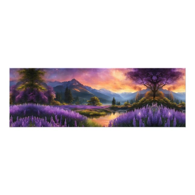 Lila Bergtal Sonnenaufgang Fotodruck (Vorne)