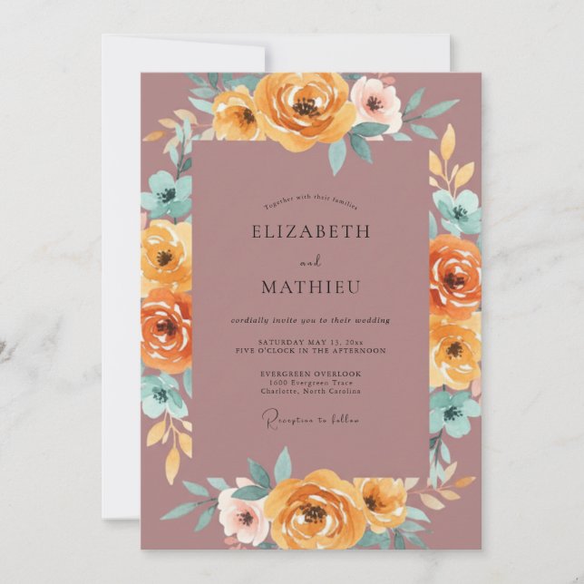 Lila Bernstein Hochzeit Einladung (Vorderseite)