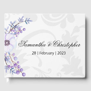 Lila Berries und Gray Damask Hochzeit Gästebuch