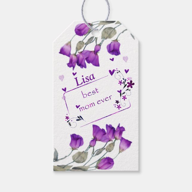 Lila Beste Mama je Geschenketiketten Geschenkanhänger (Vorderseite)