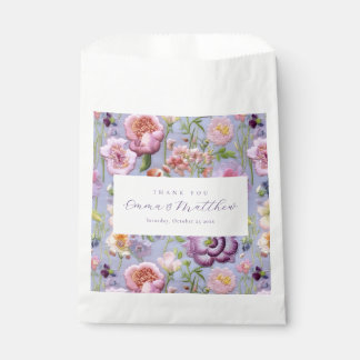 Lila bestickte Blumenhochzeit Geschenktütchen