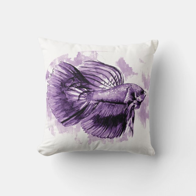 Lila Betta Fish Throw Kissen (Vorderseite)