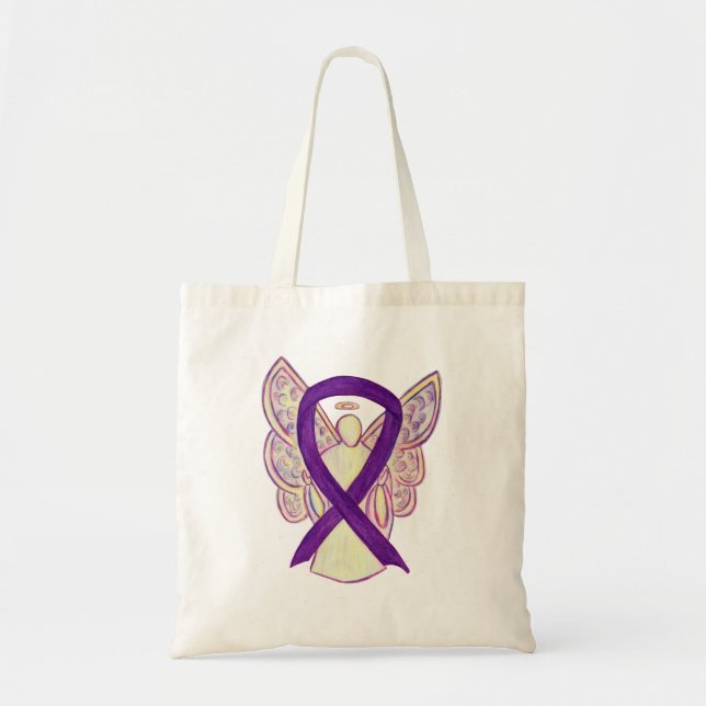 Lila Bewusstsein Ribbon Custom Art Toag Tragetasche (Vorne)