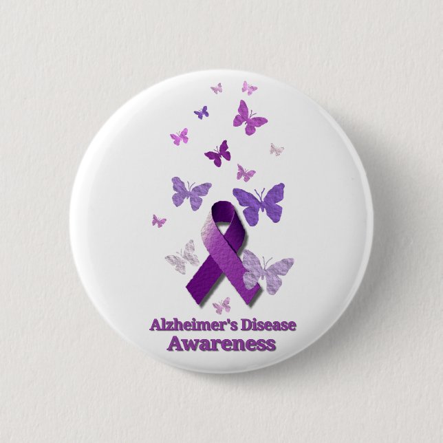 Lila Bewusstseins-Band: Alzheimerkrankheit Button (Vorderseite)