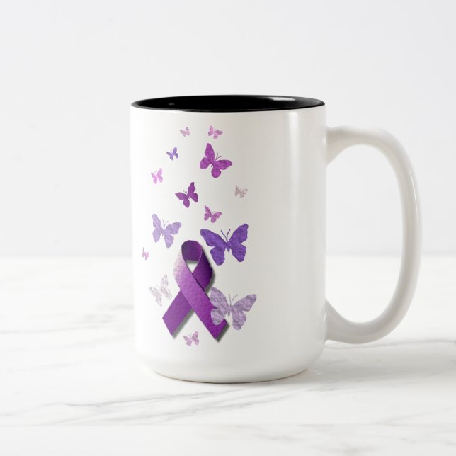 Lila Bewusstseins-Band Zweifarbige Tasse (Rechts)