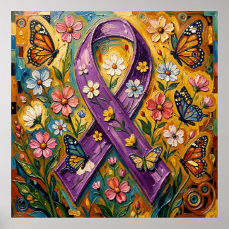 Lila Bewusstseins-Schleife Fibro Poster