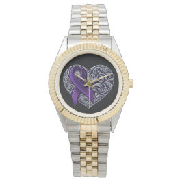 Lila Bewusstseinsband mit Herz Armbanduhr