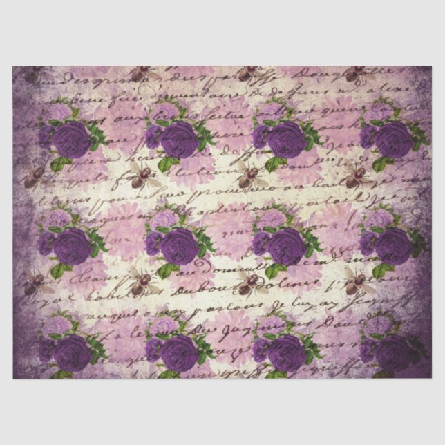 Lila Bienenreihe - Design 4 Seidenpapier (Vorderseite)