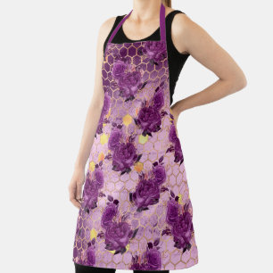 Lila Bienenreihe - Design 6 Schürze