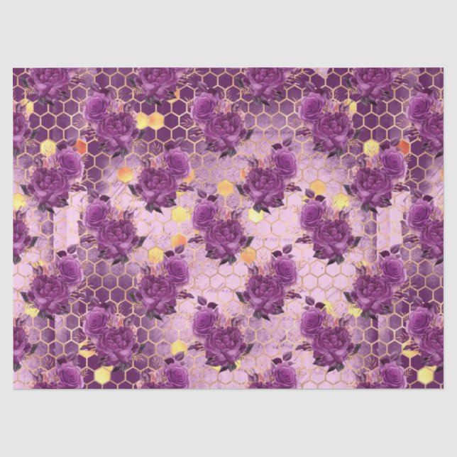 Lila Bienenreihe - Design 6 Seidenpapier (Vorderseite)