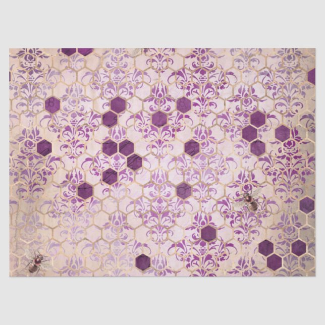 Lila Bienenreihe - Design 7 Seidenpapier (Vorderseite)