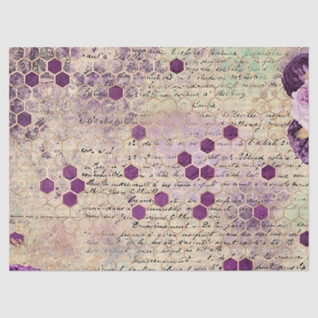Lila Bienenreihen - Design 10 Seidenpapier (Vorderseite)
