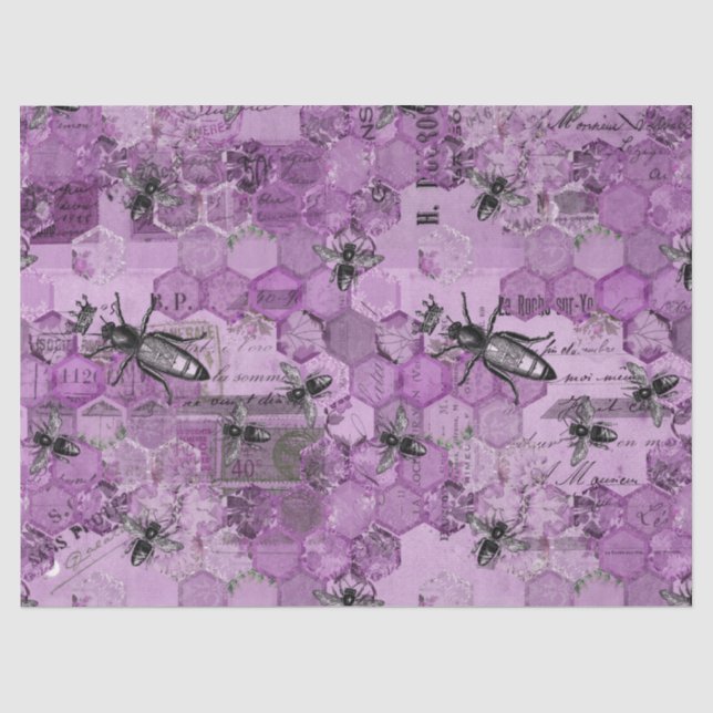 Lila Bienenreihen - Design 11 Seidenpapier (Vorderseite)