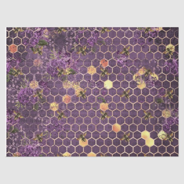 Lila Bienenreihen - Design 12 Seidenpapier (Vorderseite)