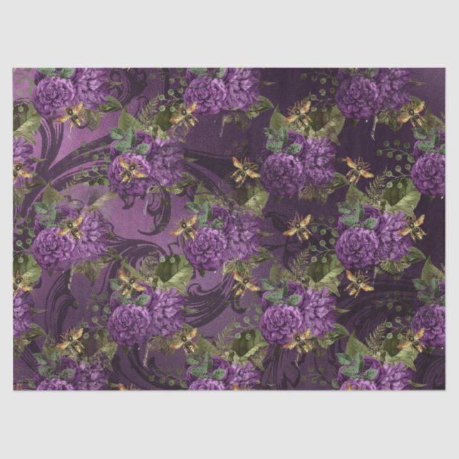 Lila Bienenreihen - Design 14 Seidenpapier (Vorderseite)