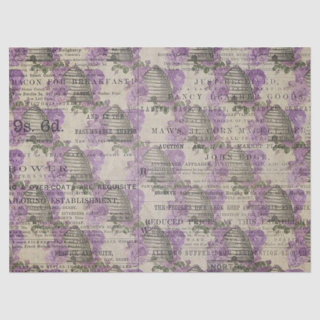 Lila Bienenreihen - Design 16 Seidenpapier (Vorderseite)