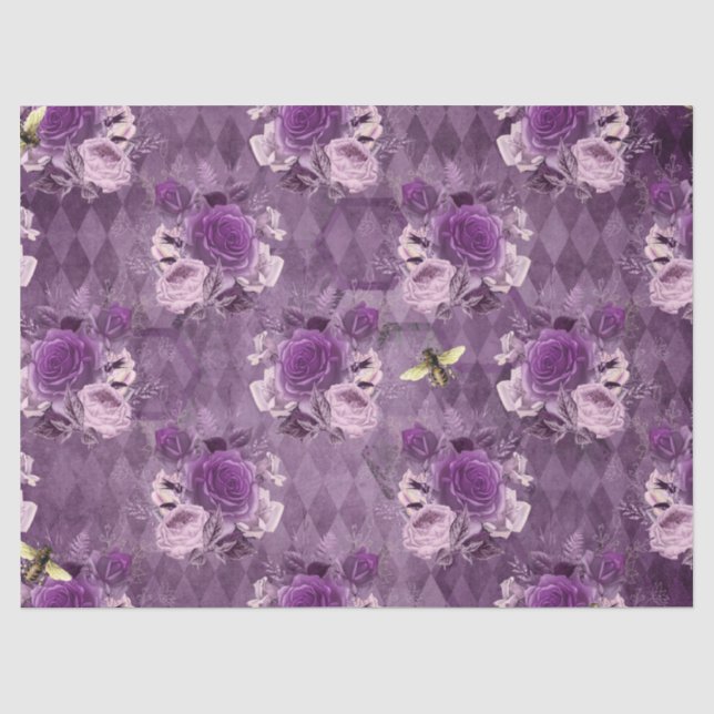 Lila Bienenreihen - Design 17 Seidenpapier (Vorderseite)