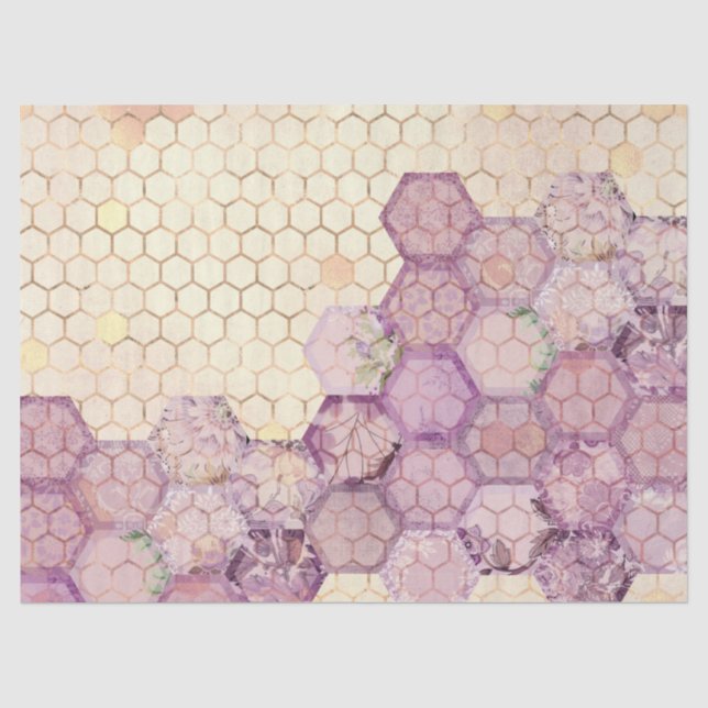 Lila Bienenreihen - Design 2 Seidenpapier (Vorderseite)