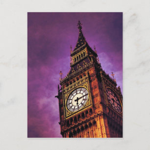 Lila Big Ben Postkarte