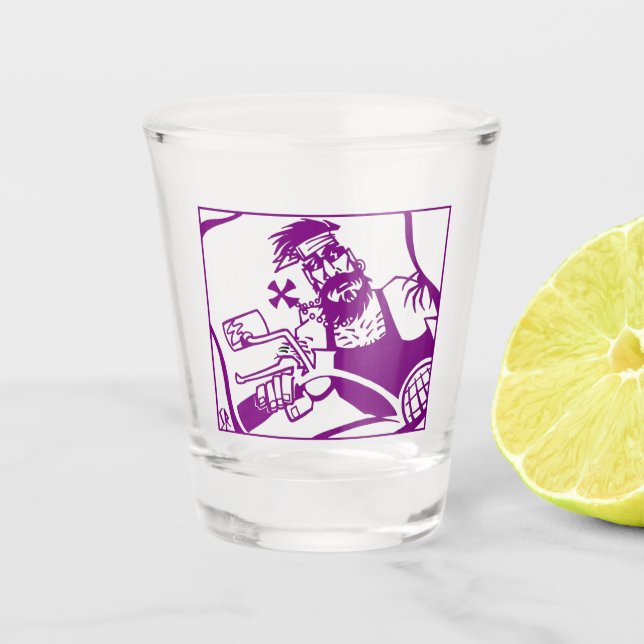 Lila Bikerglas Schnapsglas (Vorderseite)