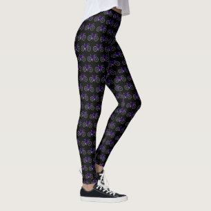 Lila Bikes auf schwarz Leggings
