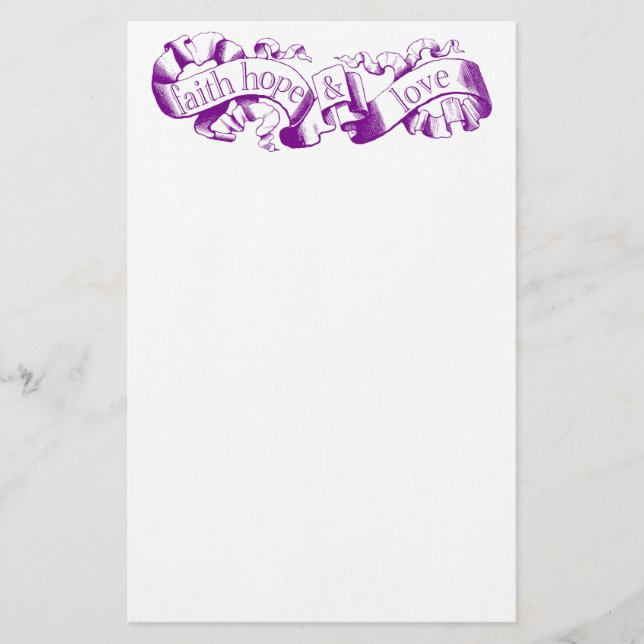 Lila Bildband 1 Korinther 13 Hochzeitsgeschichten Briefpapier (Vorderseite)