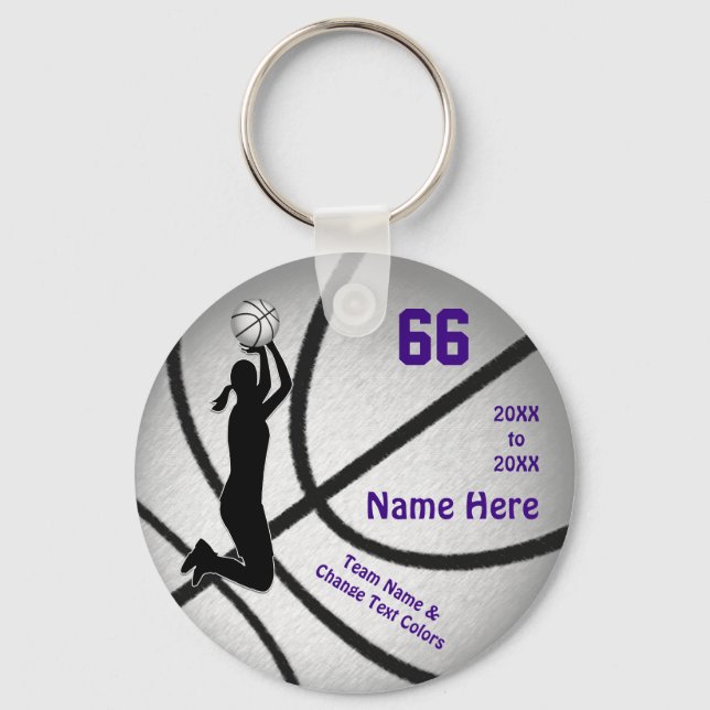 Lila billige Basketball-Teamgeschenke für Mädchen Schlüsselanhänger (Vorderseite)