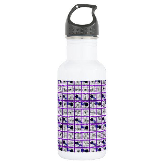 Lila Bingokarte Edelstahlflasche (Vorderseite)