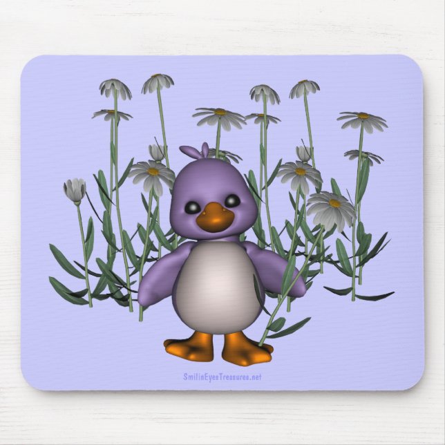 Lila Bird Daisy Blume Niedlich Mousepad (Vorne)
