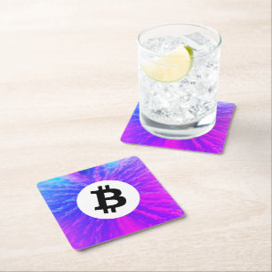 Lila Bitcoin-Häufigkeit Rechteckiger Pappuntersetzer