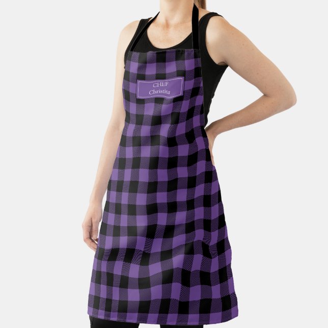 Lila Black Buffalo Kariert Lumberjack Personalisie Schürze (InSitu)