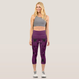 Lila Black Butterfly Petal Capri Leggings