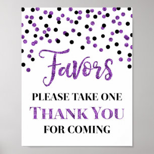 Lila Black Confetti favorisiert Babyduschzeichen Poster