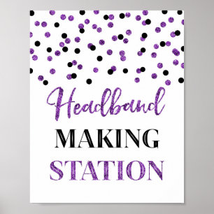 Lila Black Confetti Headband Making Station Poster