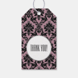 Lila Black Damask Muster Abschluss Vielen Dank Geschenkanhänger