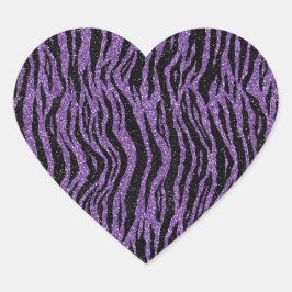 Lila Black Glitzer Zebra Print Herz-Aufkleber