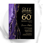 Lila Black Gold Agate Überraschung 60. Geburtstag Einladung<br><div class="desc">Lila,  schwarz und goldfarben überraschen 60. Geburtstagsfeier Einladung. Elegantes modernes Design mit Aquarellfarben-marmorgeode Hintergrund,  Imitats Glitzer Gold und Typografie Skript-Schriftart. Die trendige Einladungskarte eignet sich perfekt für eine stilvolle Damenfeier. Gedruckte Zazzle-Einladungen oder Sofortdownload digitaler Druckvorlage.</div>