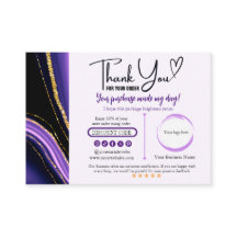 Lila Black Gold Dankeschön Business Card