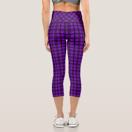 Lila Black Goth Kariertes Muster Capri Leggings