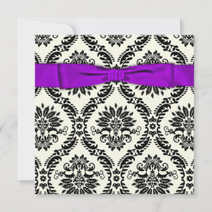 Lila Black Krawatte Party Black Damask Party Einladung