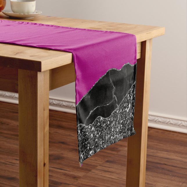 LILA BLACK MARBLE AGATE Table Runner Kurzer Tischläufer (Beispiel)