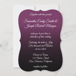 Lila Black Ombre Elegant Calligrafy Wedding Einladung